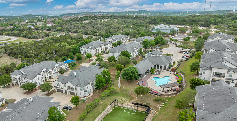 Neighborhood surrounded by trees